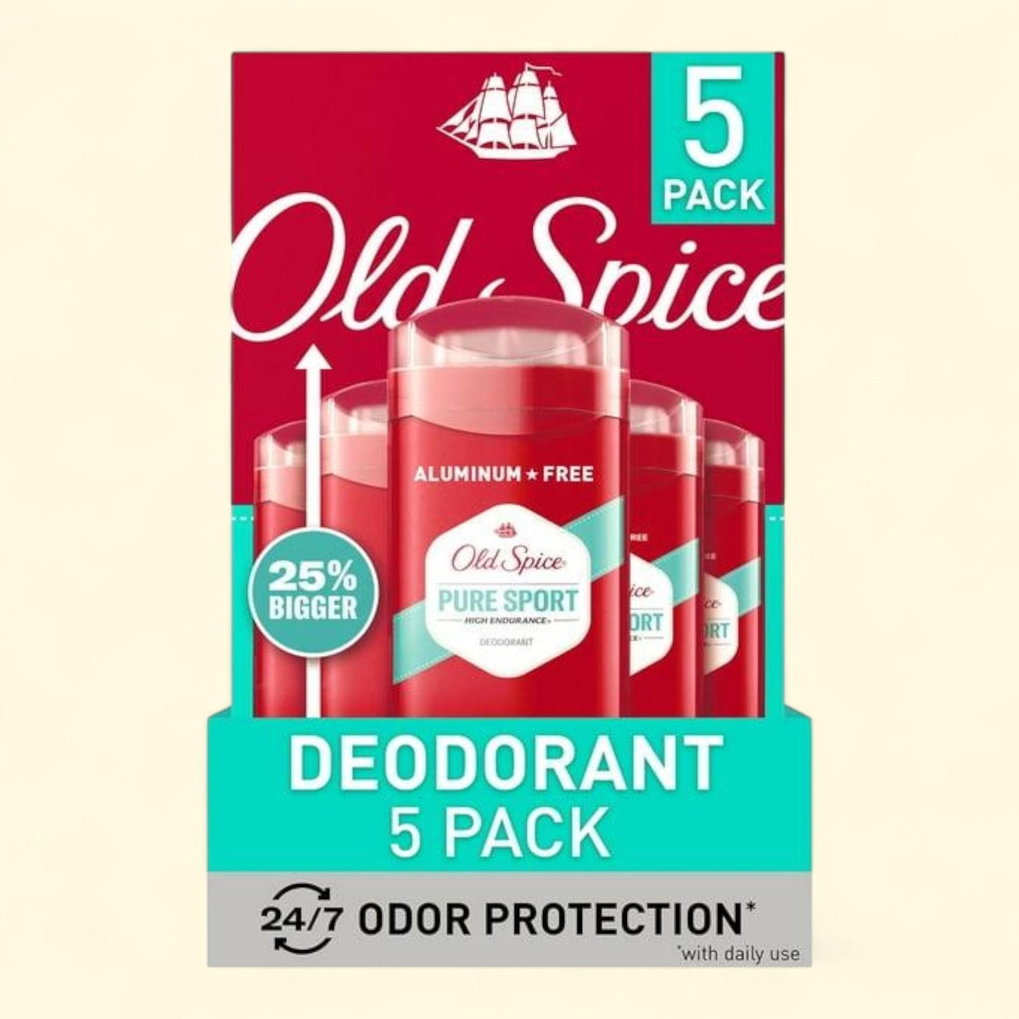 Old Spice High Endurance Deodorant, 48-Hr. Protection, Pure Sport, 3.0 oz., 5 pk.