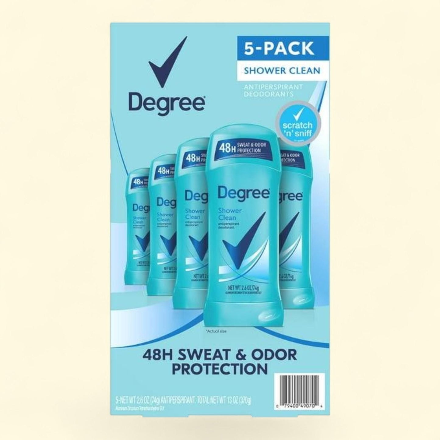 Degree Antiperspirant Deodorant, Shower Clean, 2.6 oz., 5 pk.