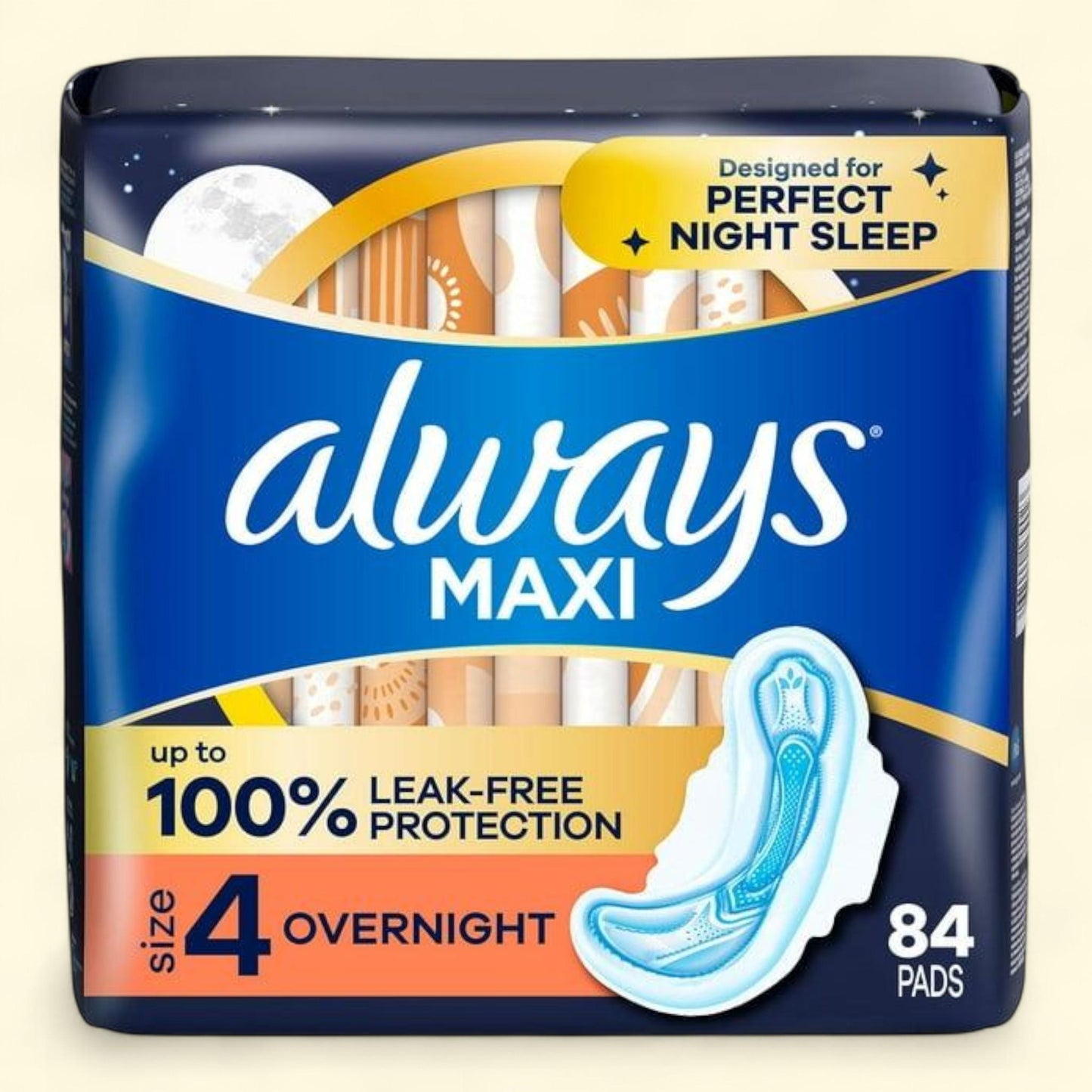 Always Maxi Overnight Pads, Size 4, 84 ct. — authentic US product shipped worldwide by Treatspree
