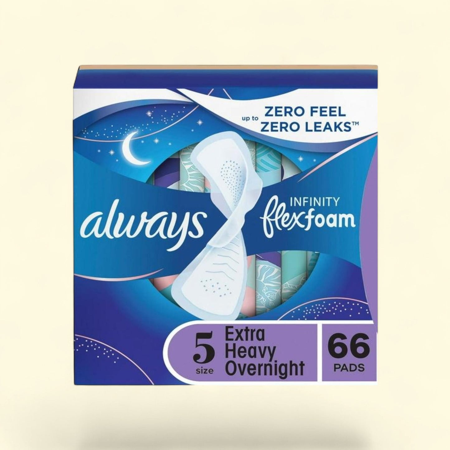 Always Infinity Extra Heavy Overnight Pads, Size 5, 66 ct — authentic US product shipped worldwide by Treatspree