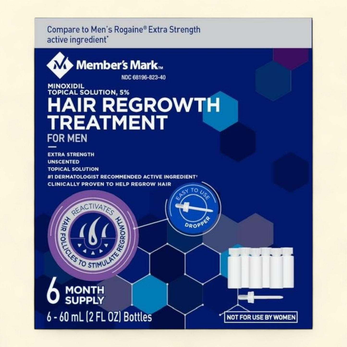Member's Mark Minoxidil 5%, Hair Regrowth Treatment for Men, 2 fl. oz.