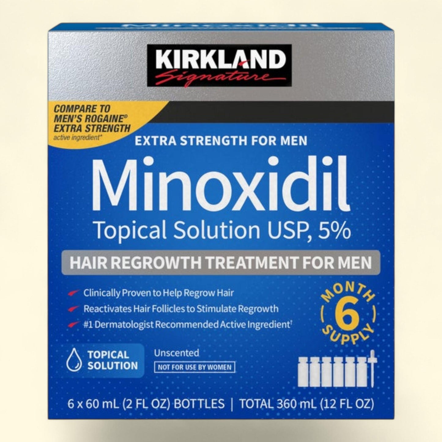 Kirkland Signature Hair Regrowth Treatment Extra Strength for Men, 2 fl oz, 6-pack