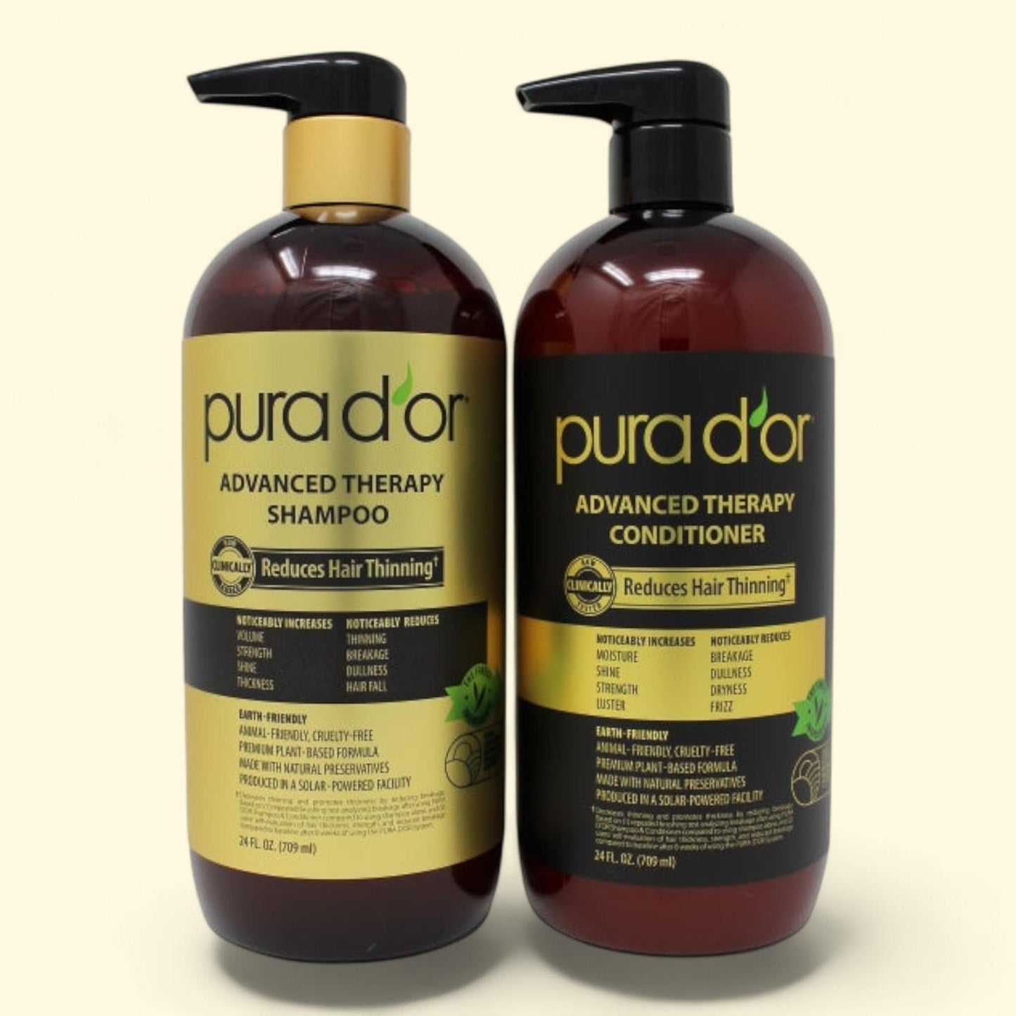 Pura d'or Anti-Hair Thinning Shampoo & Conditioner Set, Advanced Therapy, 16 oz
