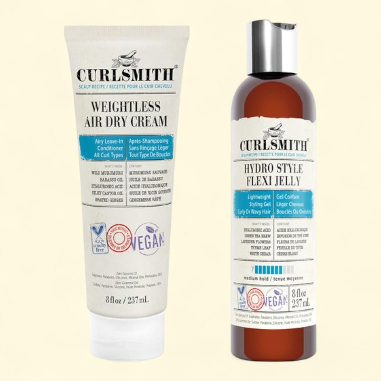 Curlsmith Weightless Air Dry Cream + Hydro Style Flexi Jelly, 8 fl oz