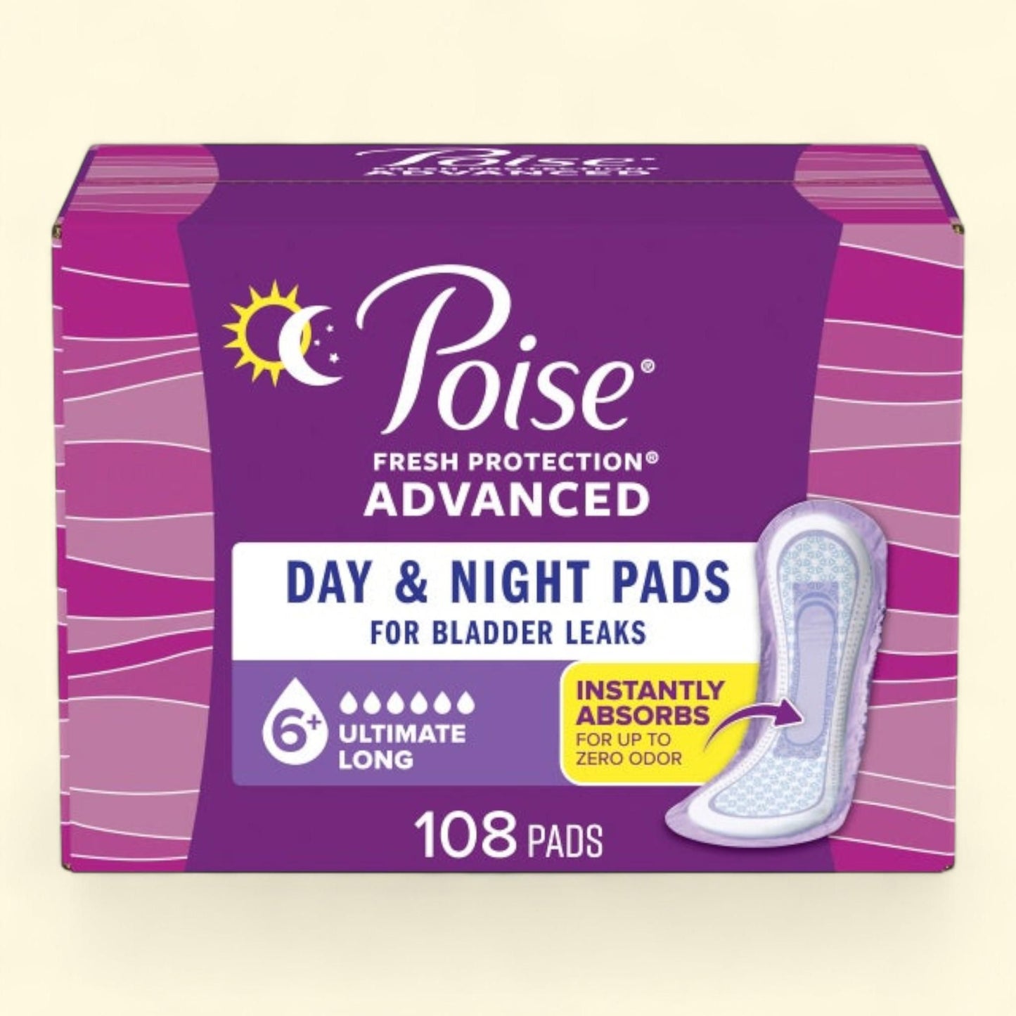 Poise Advanced Ultimate Absorbency Long Pads, 108-count