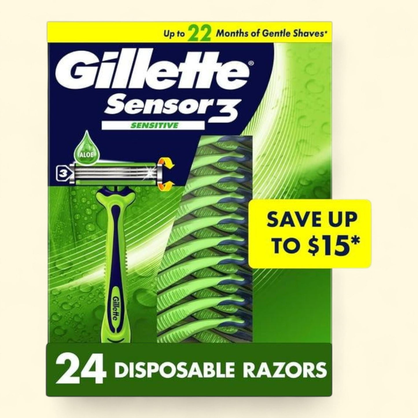 Gillette Sensor3 Sensitive Men's Disposable Razor, 24 ct.
