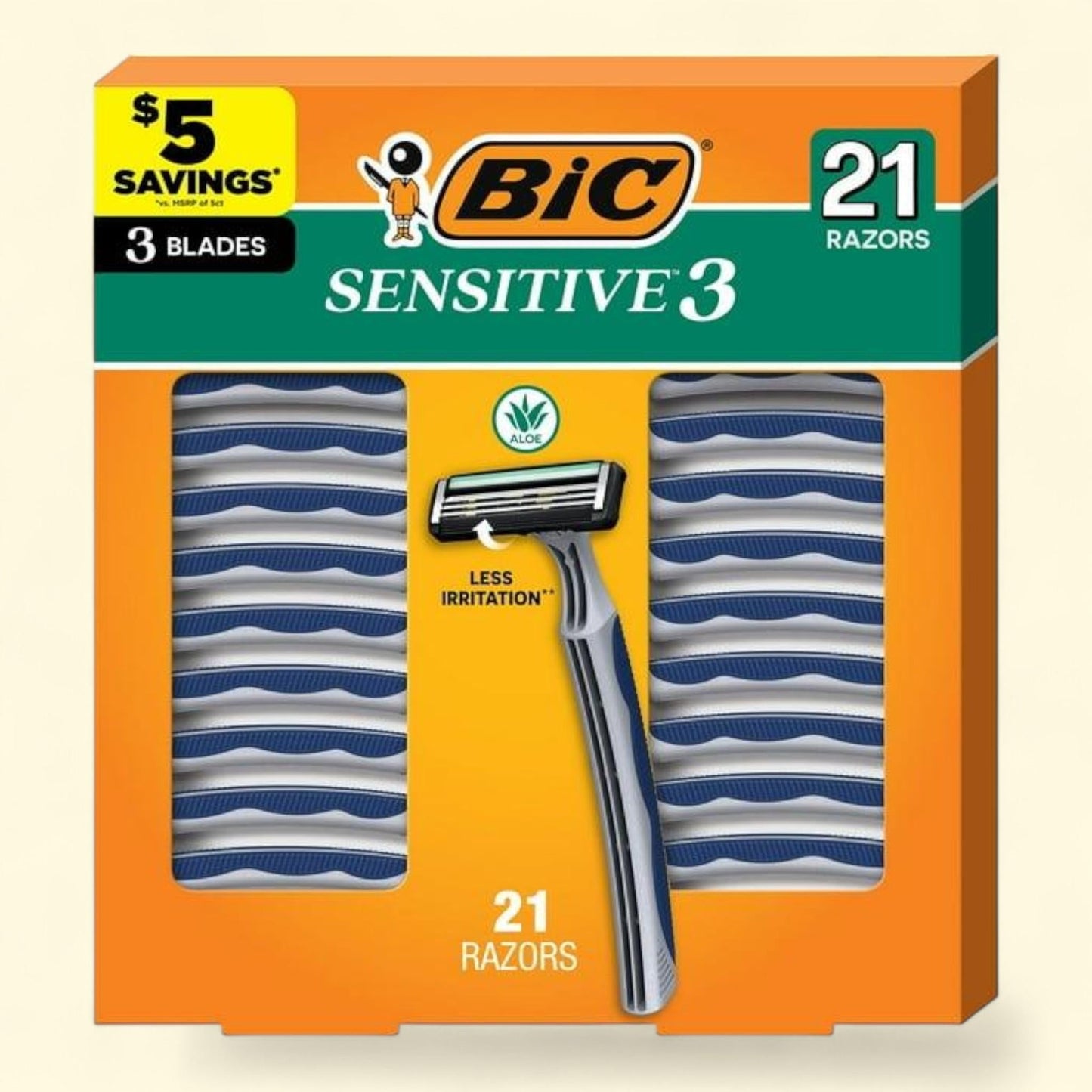 BIC Sensitive Disposable Razors, 3 Blade, 21 ct. — authentic US product shipped worldwide by Treatspree