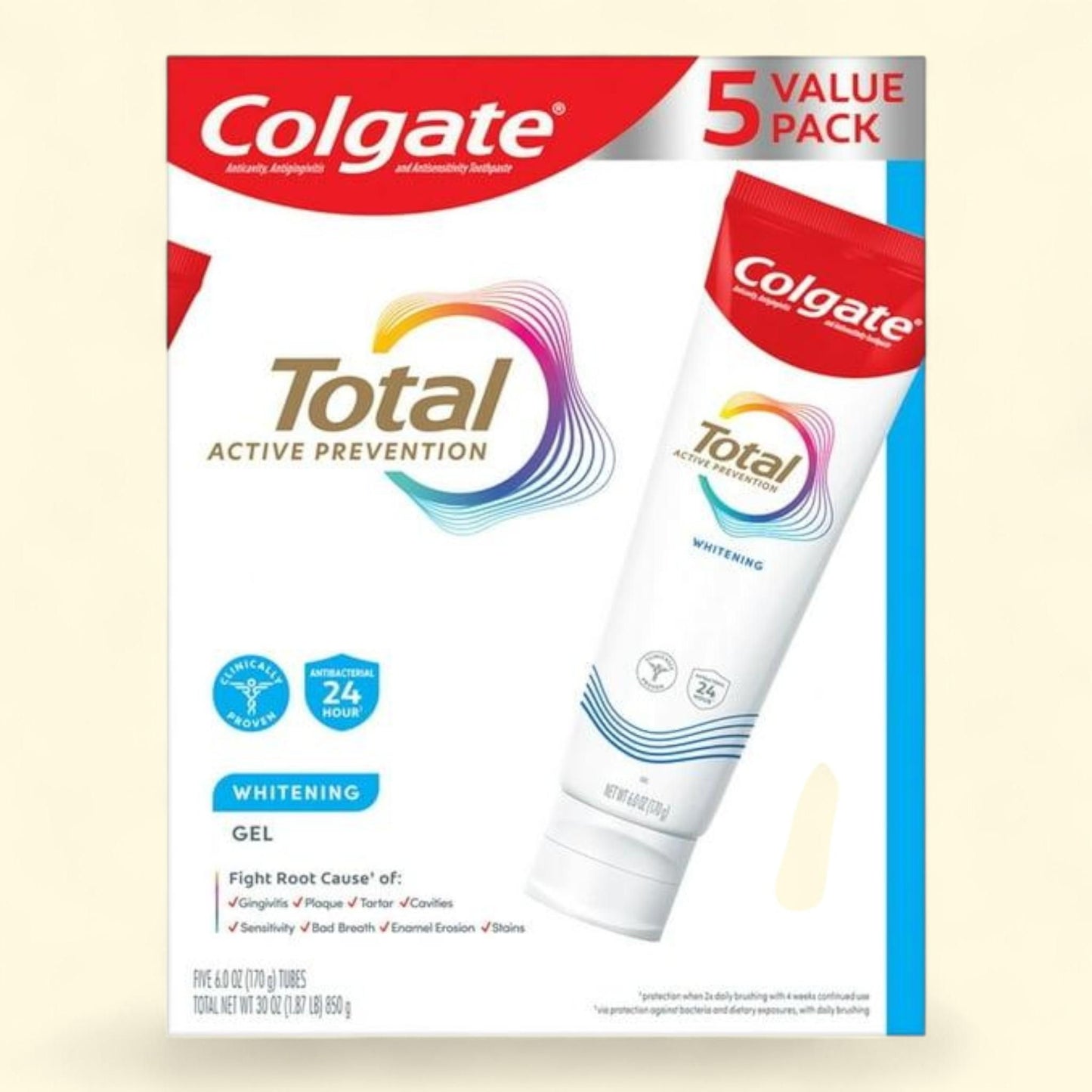 Colgate Total Whitening Gel Toothpaste, 6 oz.