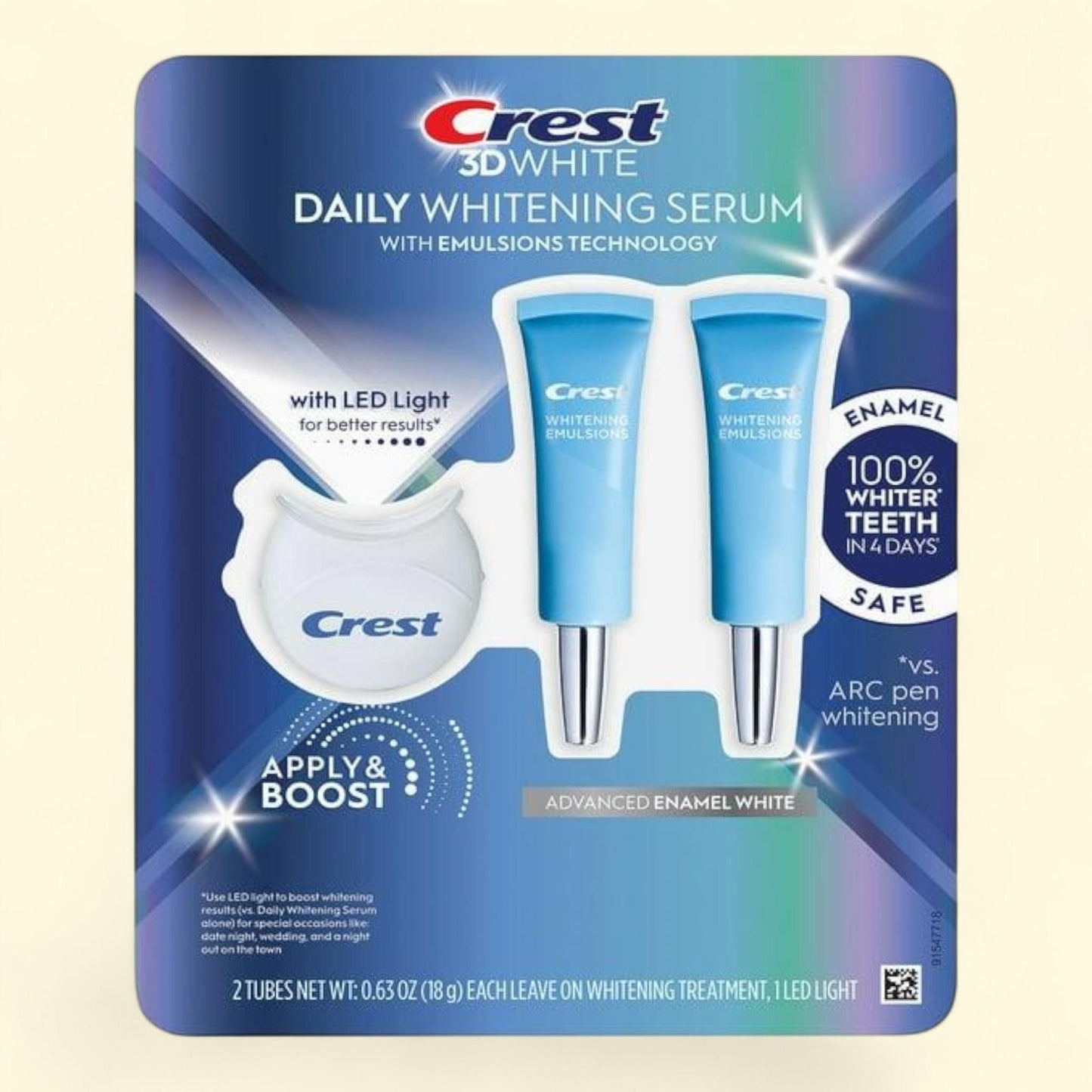 Crest 3DWhite Whitening Serum, Advanced Enamel White + LED Light Treatment, Size