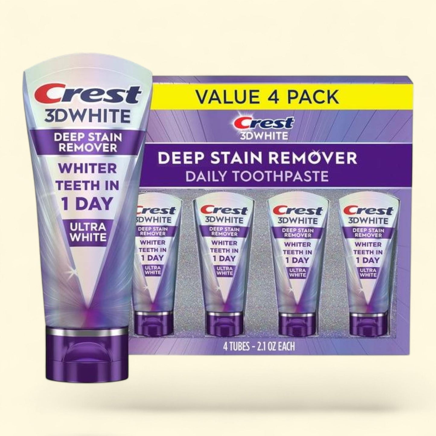 Crest 3D White Toothpaste, 2.1 oz., 4 pk.