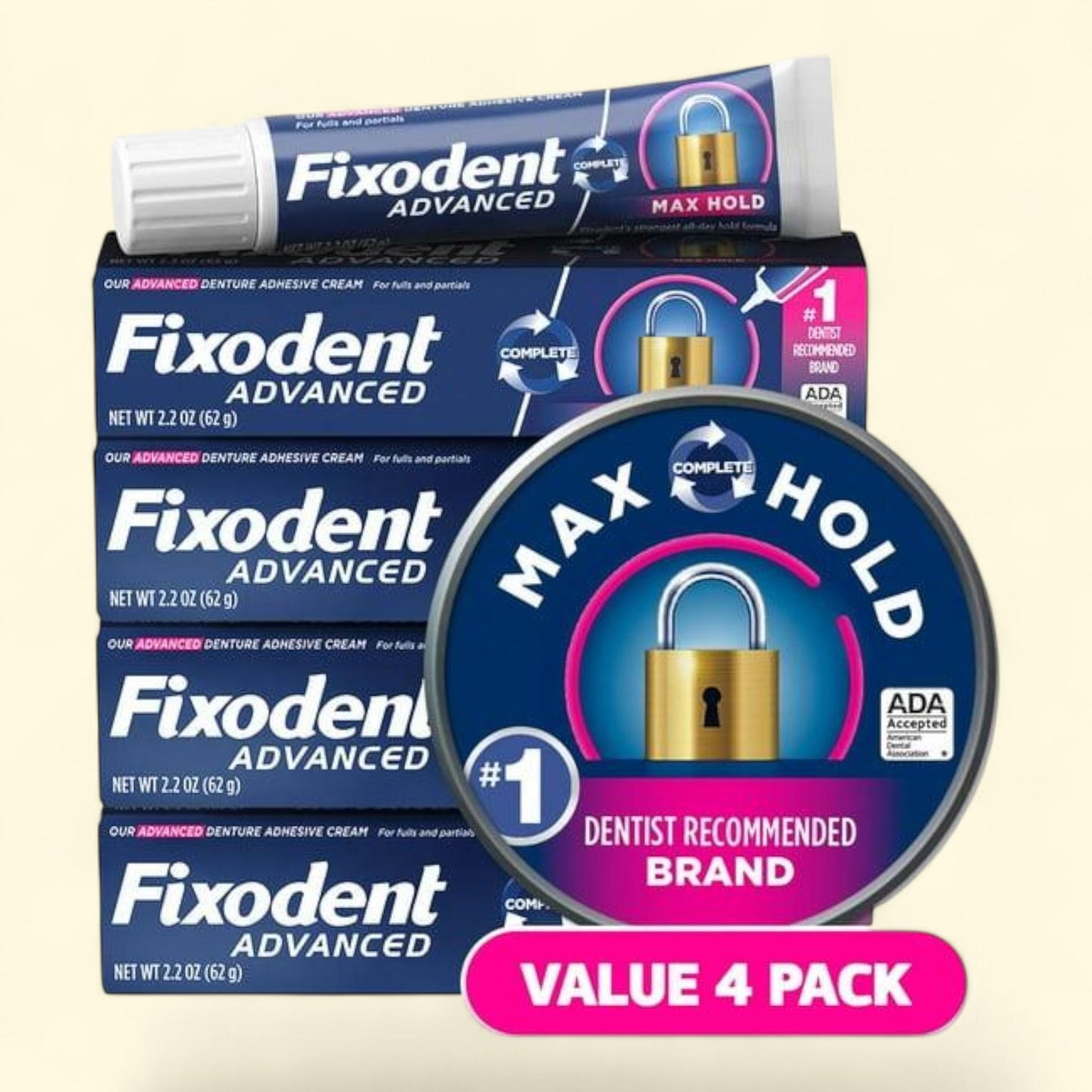 Fixodent Advanced Denture Adhesive, Max Hold, 2.2 oz.