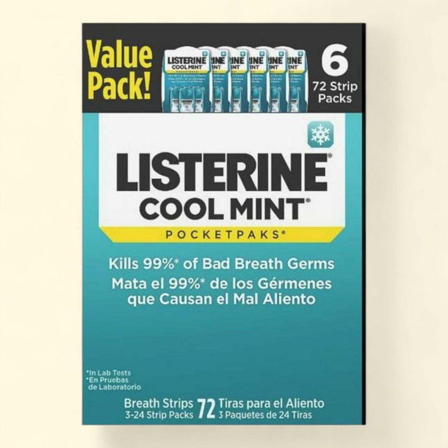 Listerine Cool Mint PocketPaks, 72-Strip Pack, 6 pk