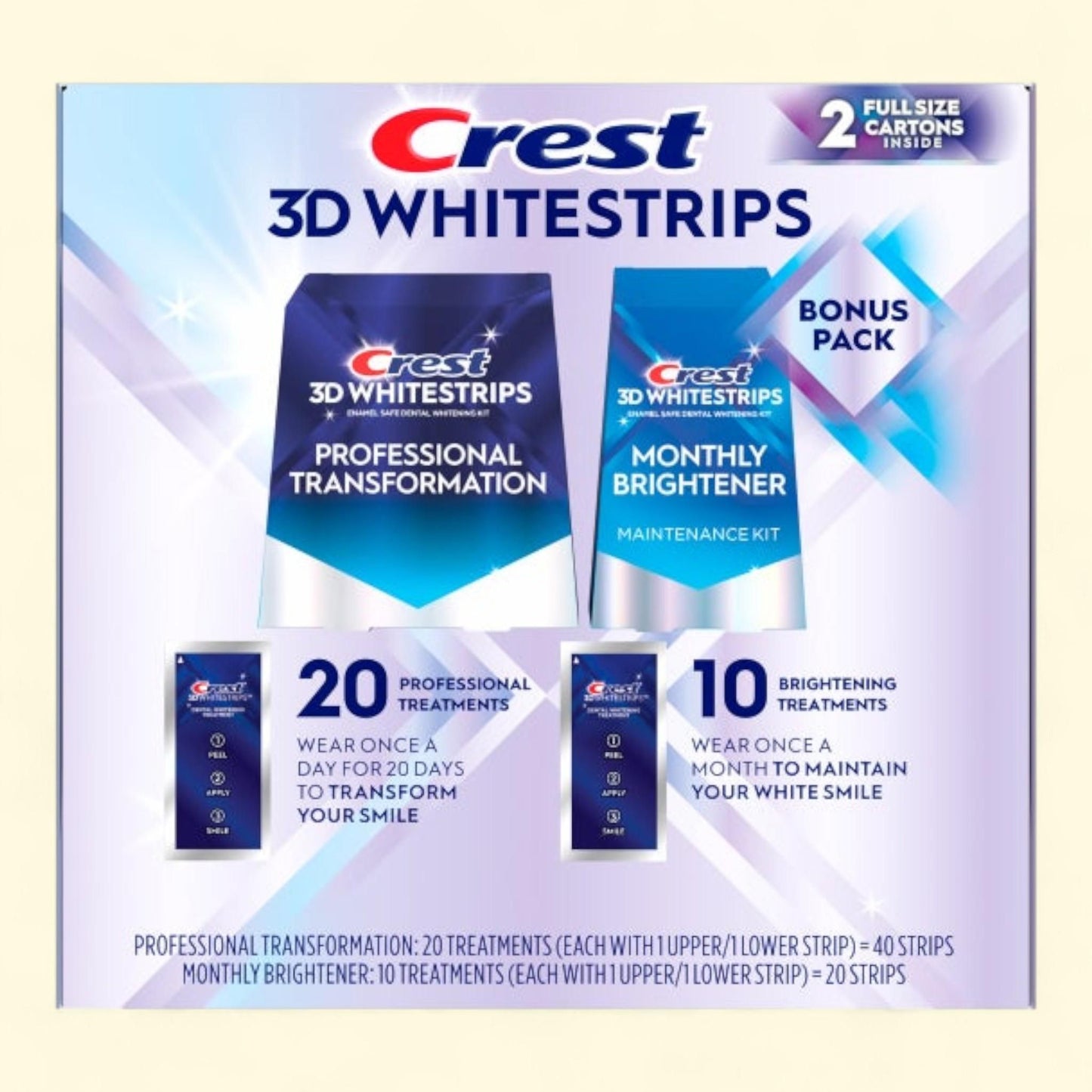 Crest 3D Whitestrips, 20 Professional Treatments with 10 Bonus Brightening Treatments