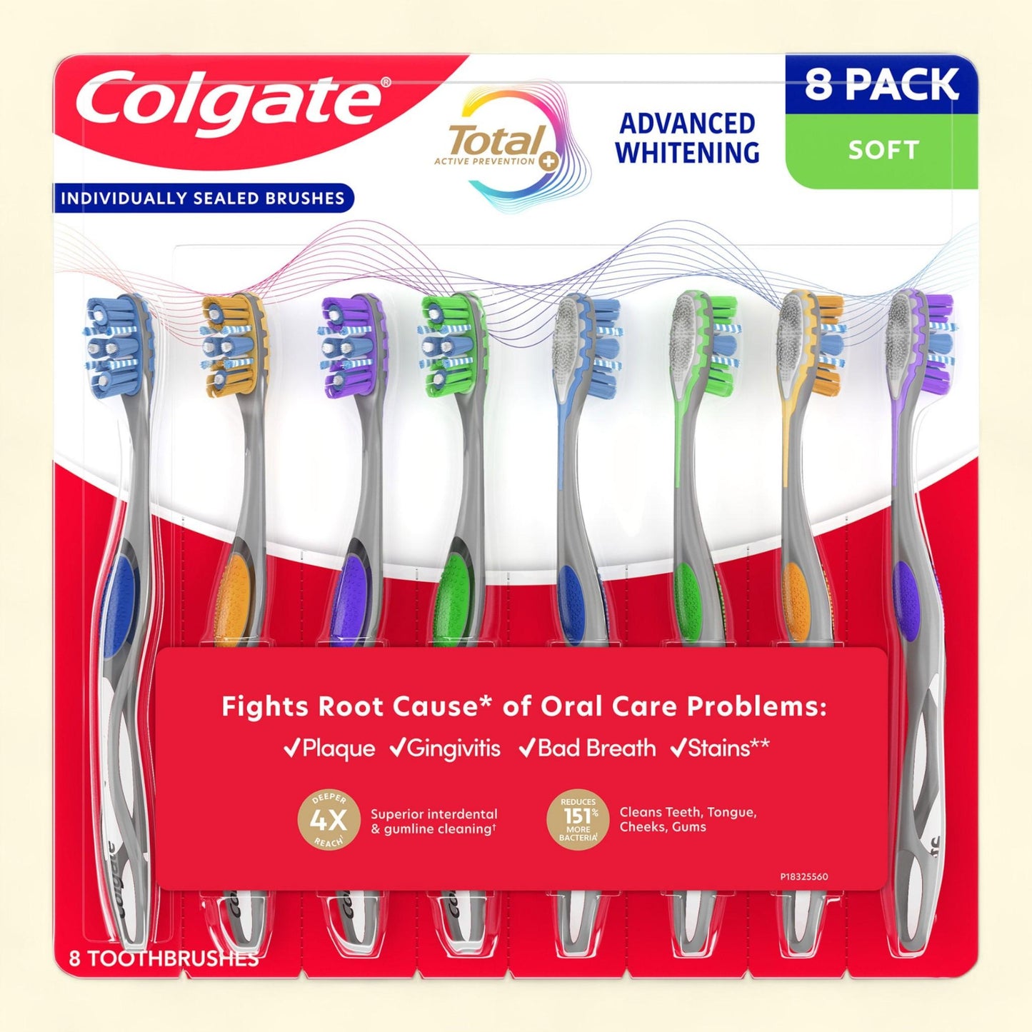Colgate Total Advanced Whitening Toothbrush, 8-pack
