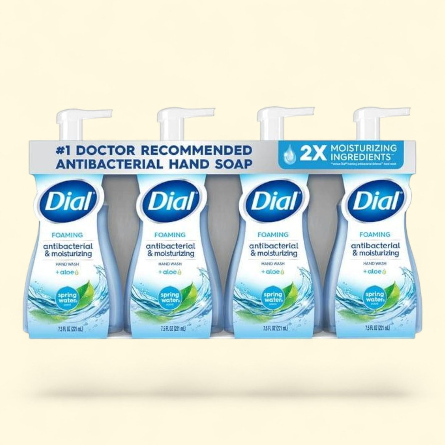 Dial Antibacterial Foaming Hand Soap, Spring Water, 7.5 fl. oz., 4 pk.