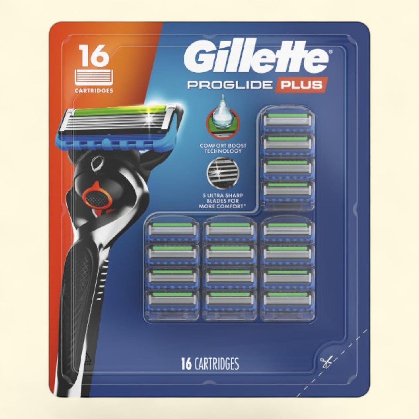 Gillette Proglide Plus Razor Cartridge Refills, 16-count