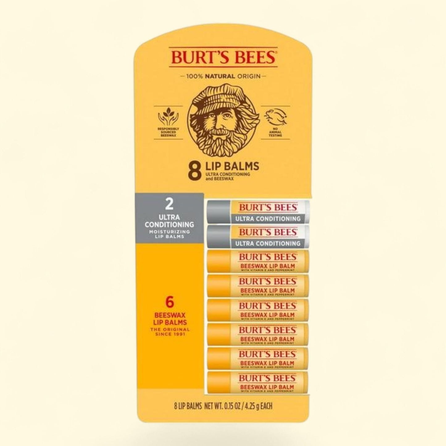 Burt's Bees Beeswax Moisturizing Lip Balm, 8 pk.