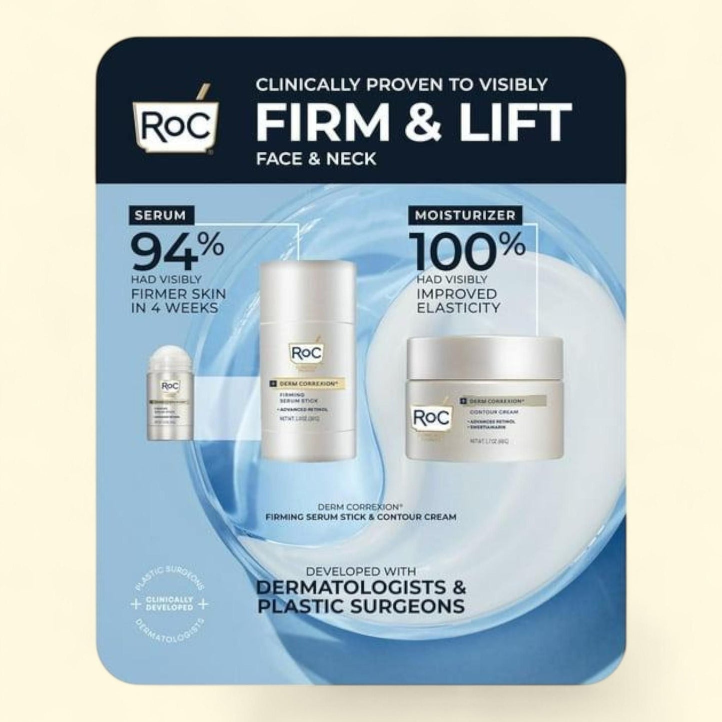 RoC Derm Correxion Firming Serum Stick and Contour Cream Kit, 2-Pack