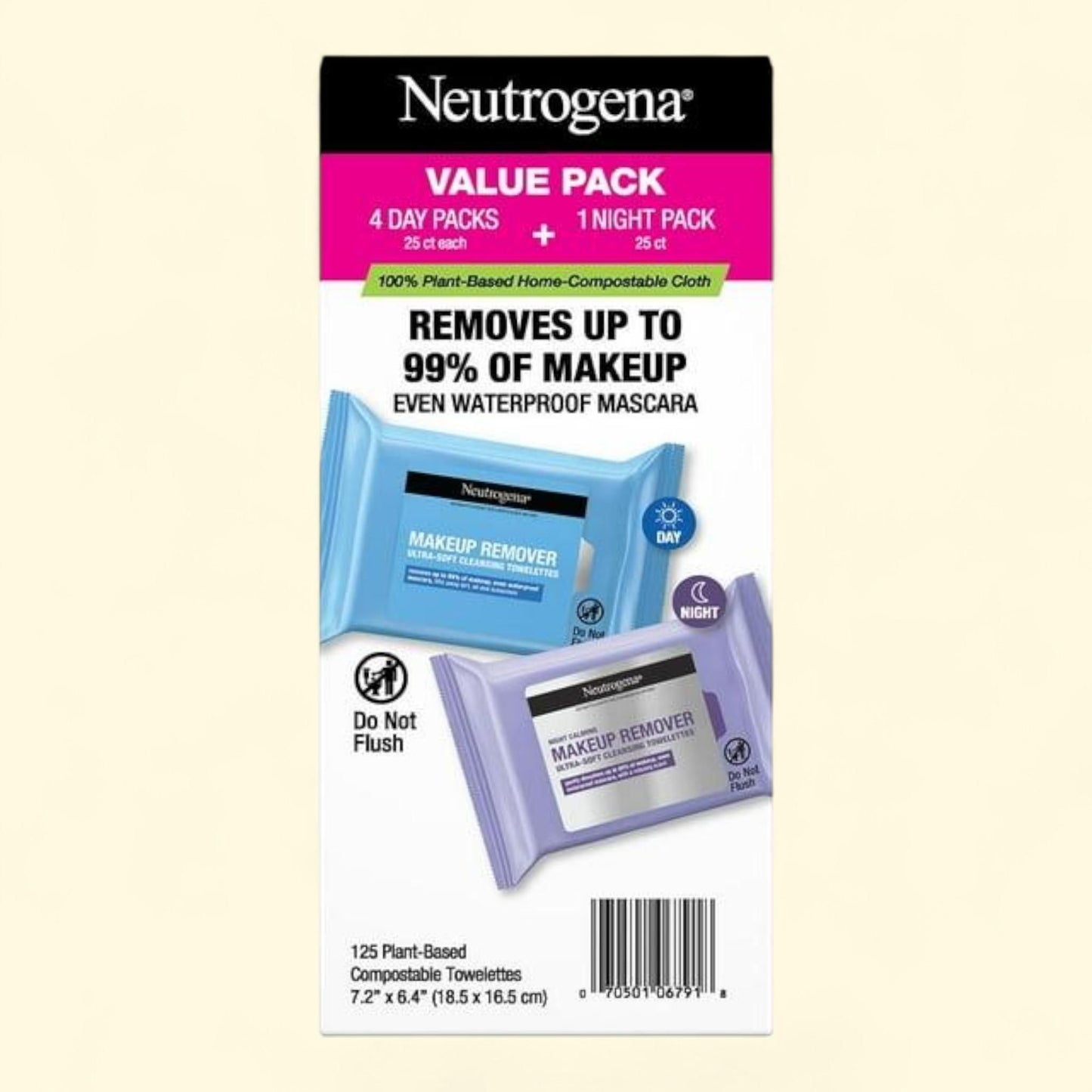 Neutrogena Makeup Remover & Night Calming Cleansing Towelettes, 25 ct.