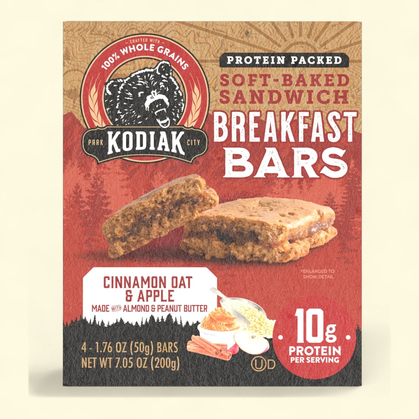 Kodiak Protein-Packed Cinnamon Oat and Apple Breakfast Bars, 4 bars