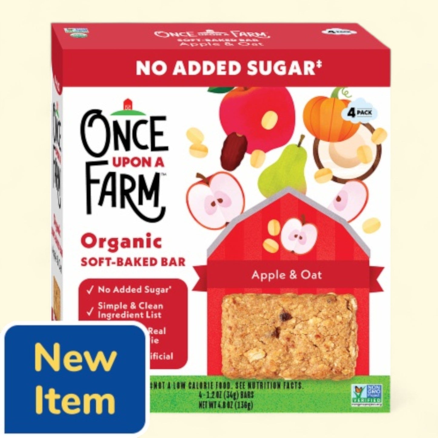 Once Upon a Farm Apple & Oat Soft-Baked Bars, 4 count