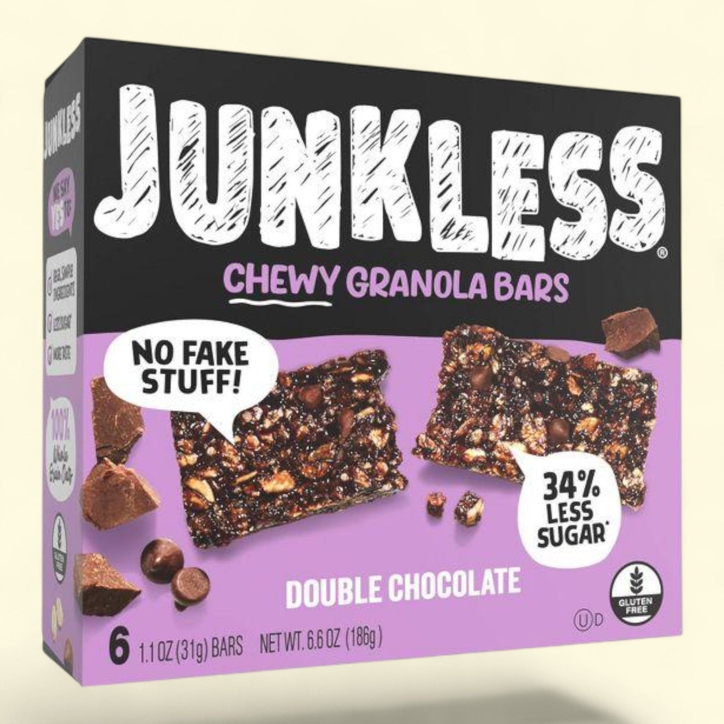 JUNKLESS Double Chocolate Chewy Granola Bars, 6.6oz/6ct