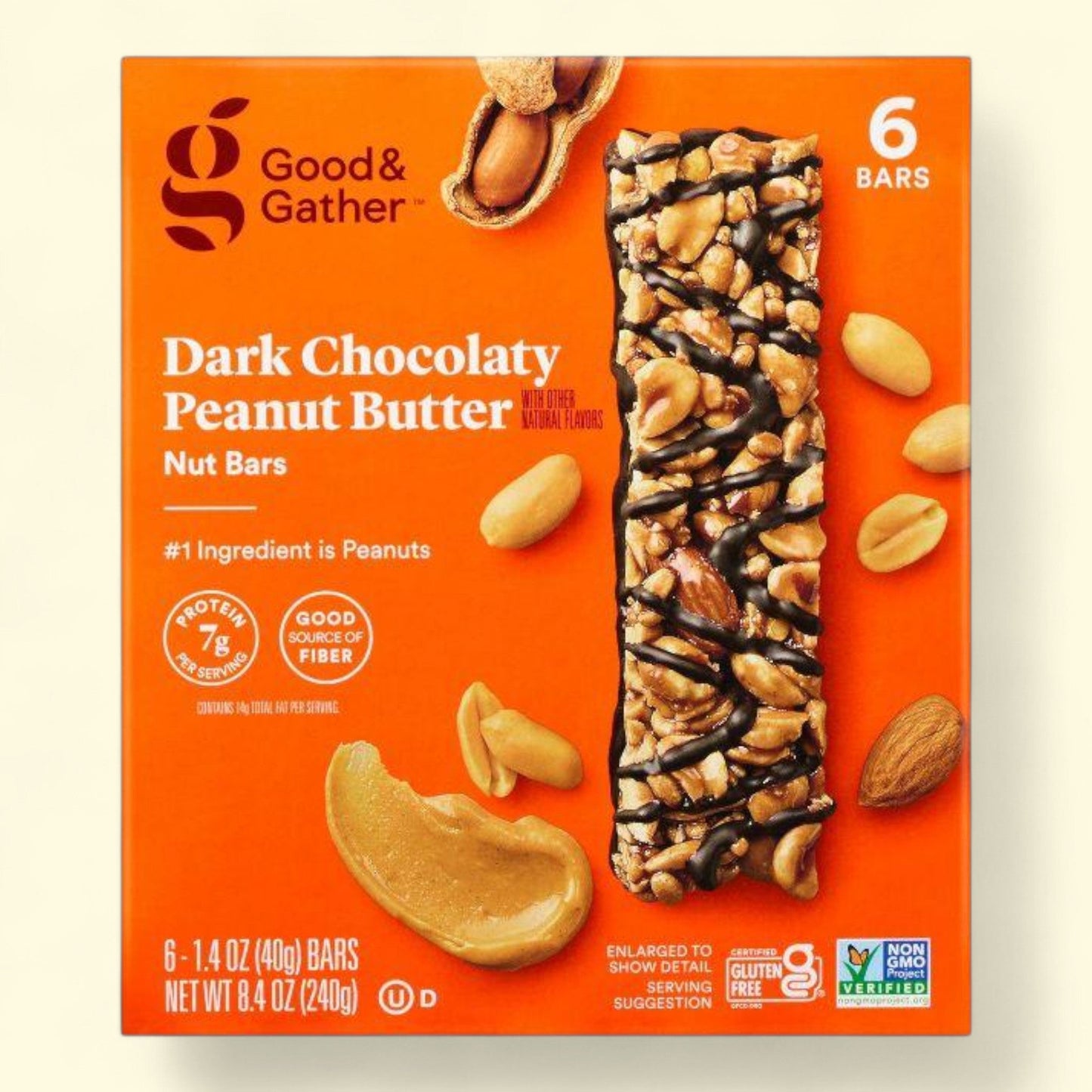 Good & Gather, Dark Chocolaty Peanut Butter Nut Bars, 8.4oz/6ct
