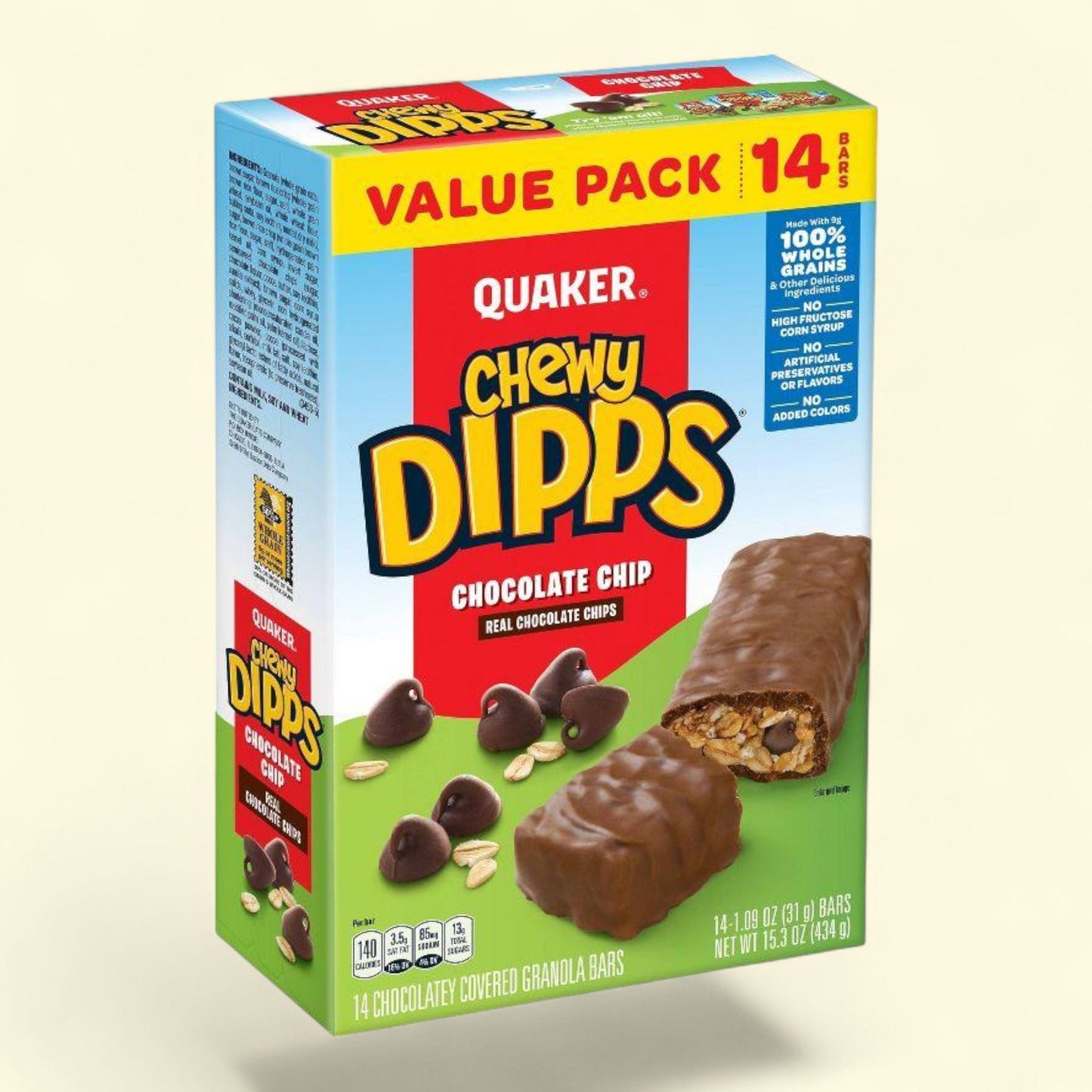 Quaker Chewy Dipps Chocolate Chip Granola Bars, 15.3oz/14ct