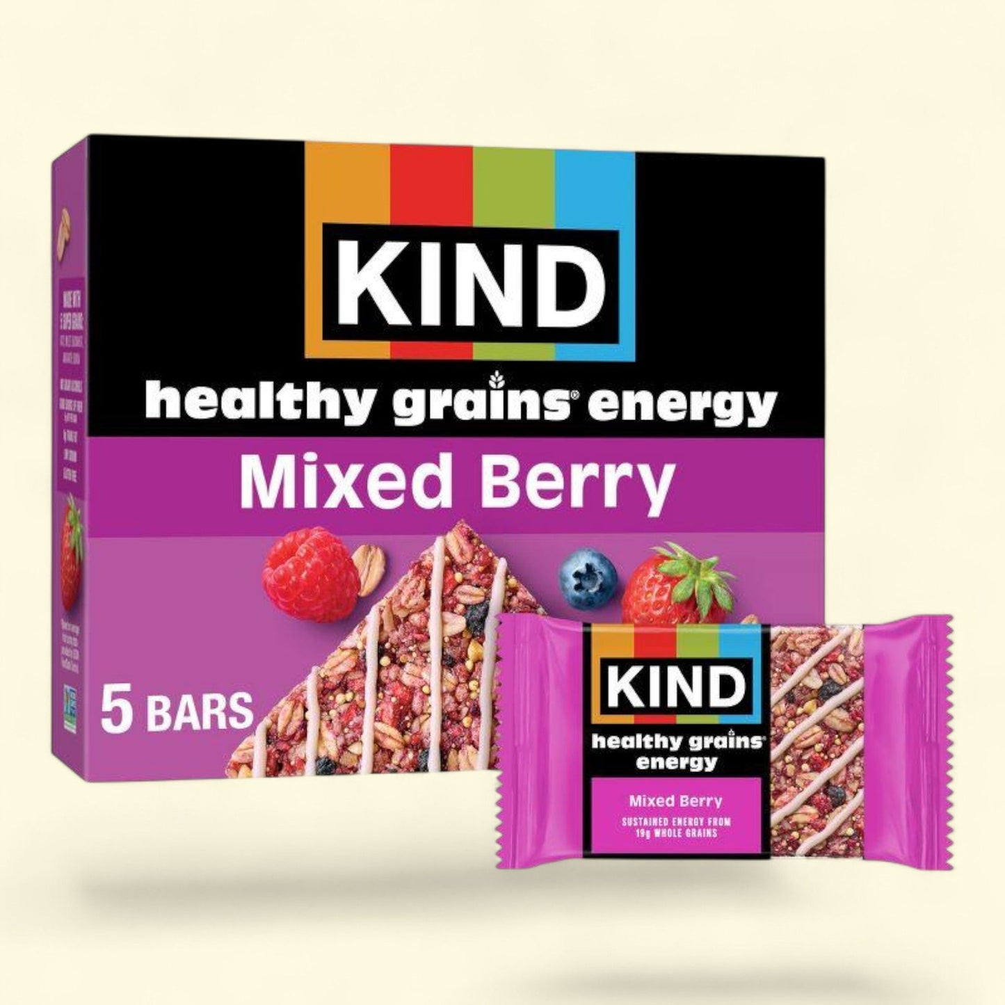 KIND Health Grains Energy Mixed Berry Protein Bars, 5ct