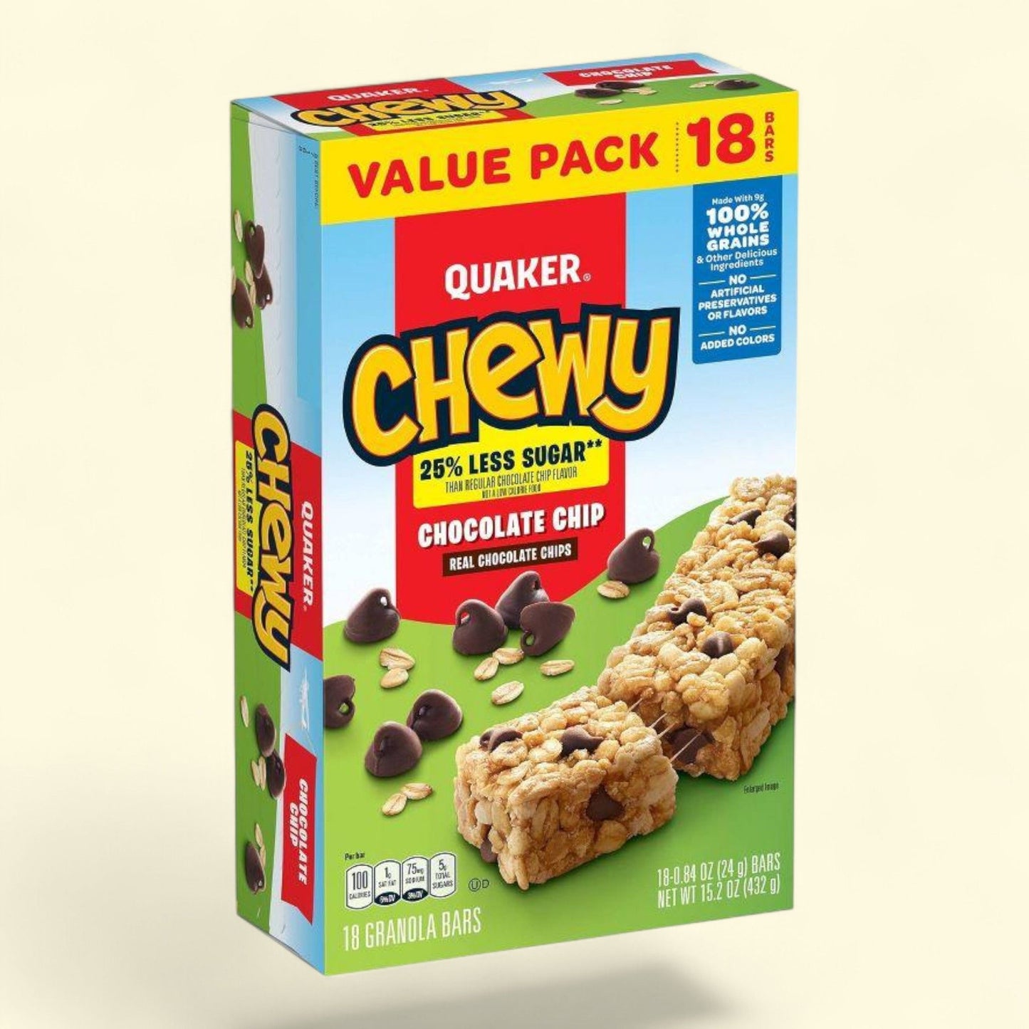 Quaker Chewy Chocolate Chip Granola Bars, 15.2oz/18ct