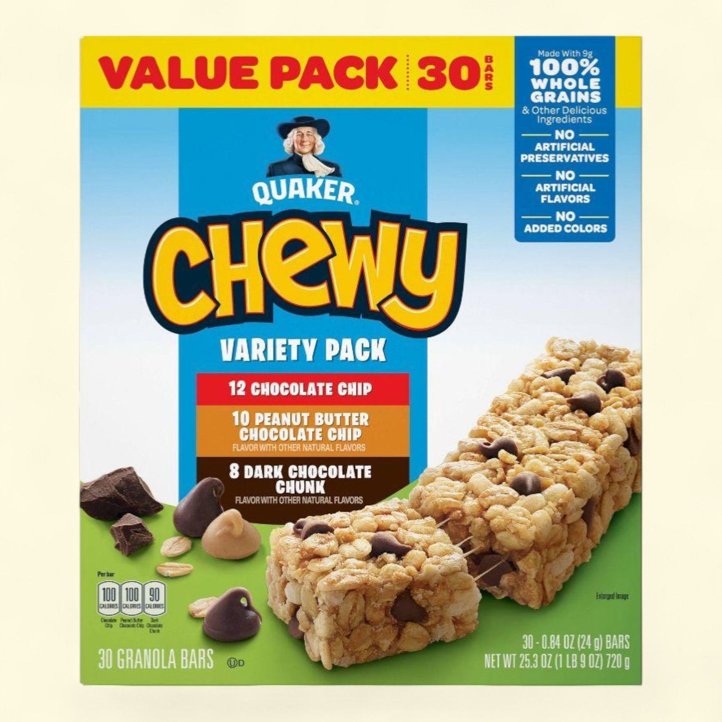 Quaker Chewy Granola Bars, 25.3oz/30ct