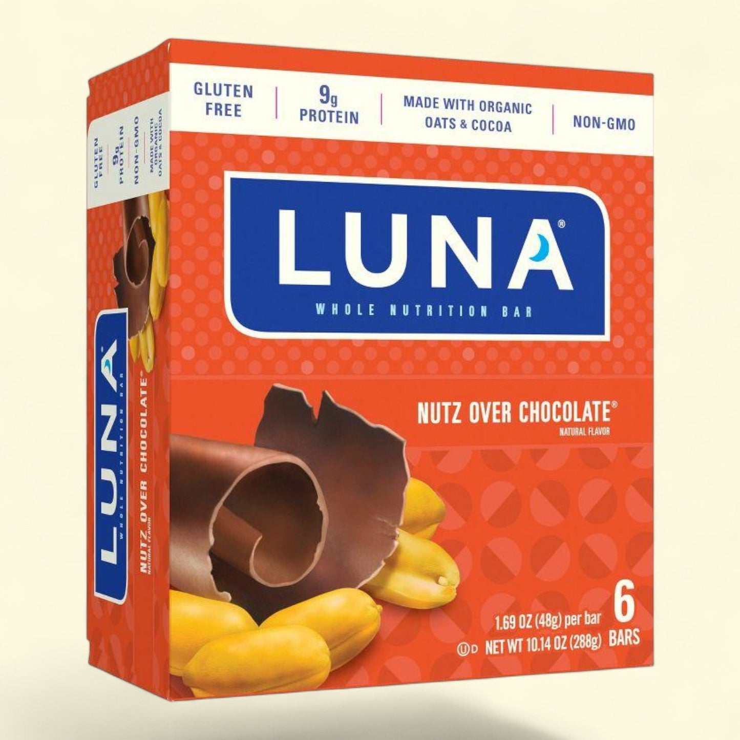LUNA Nutrition Bars, Nutz Over Chocolate, 6ct/10.14oz