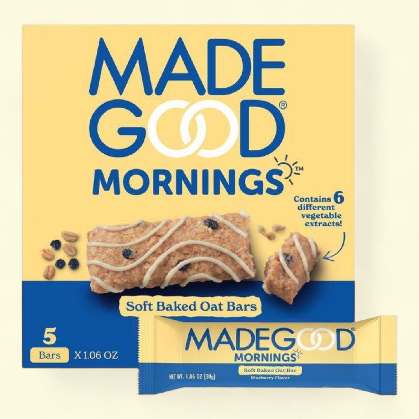 MadeGood Blueberry Soft Baked Oat Bars, 5.3oz/5ct