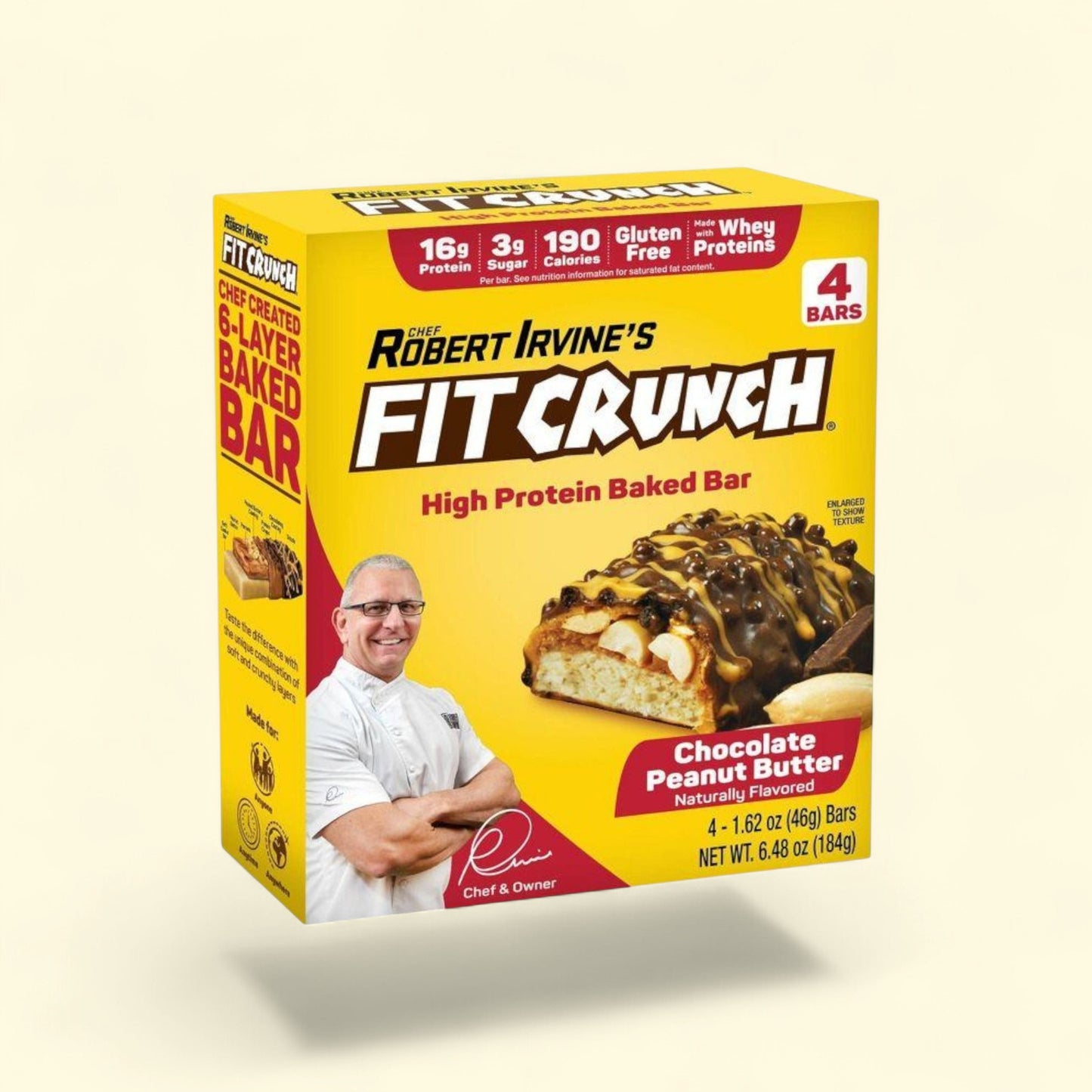 FITCRUNCH Chocolate Peanut Butter Baked Snack Bar, 16g, 4 bars — authentic US product shipped worldwide by Treatspree