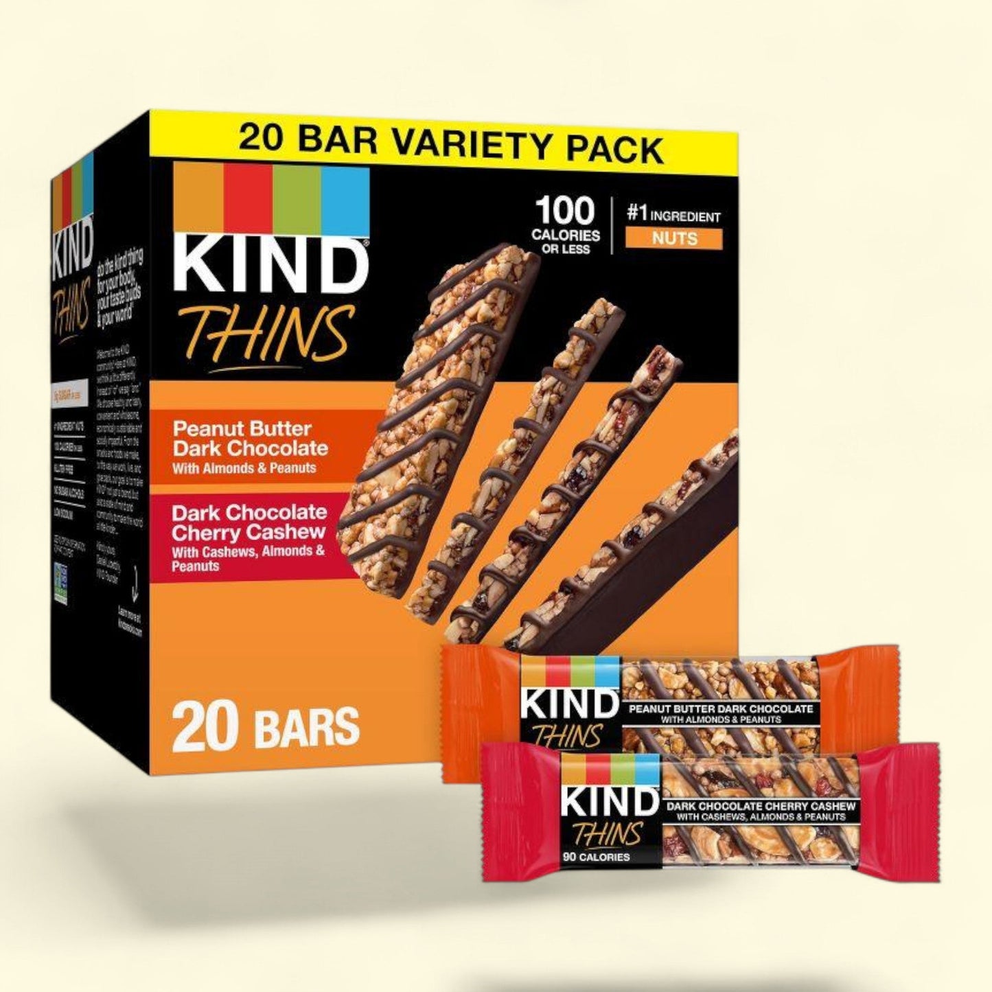 KIND Thins Bars Variety Pack, 14.8oz/20ct