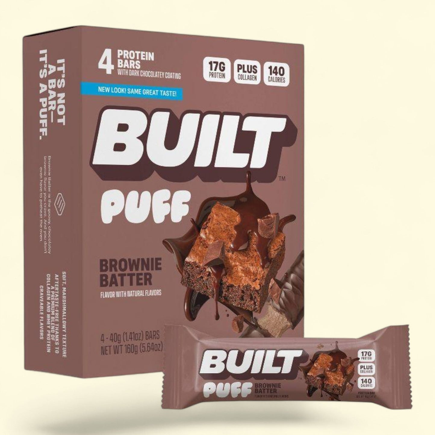 Built Bar Brownie Batter Puff Snack Bars, 5.64oz/4ct