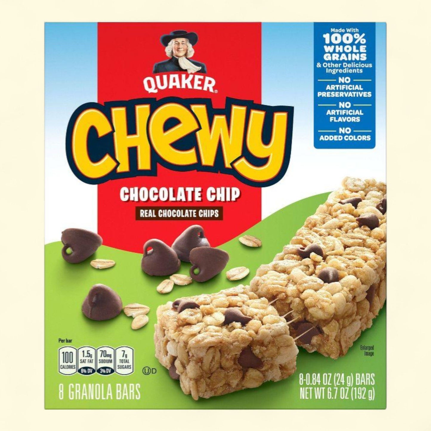 Quaker Chewy Chocolate Chip Granola Bars, 8.4 oz, 8 bars