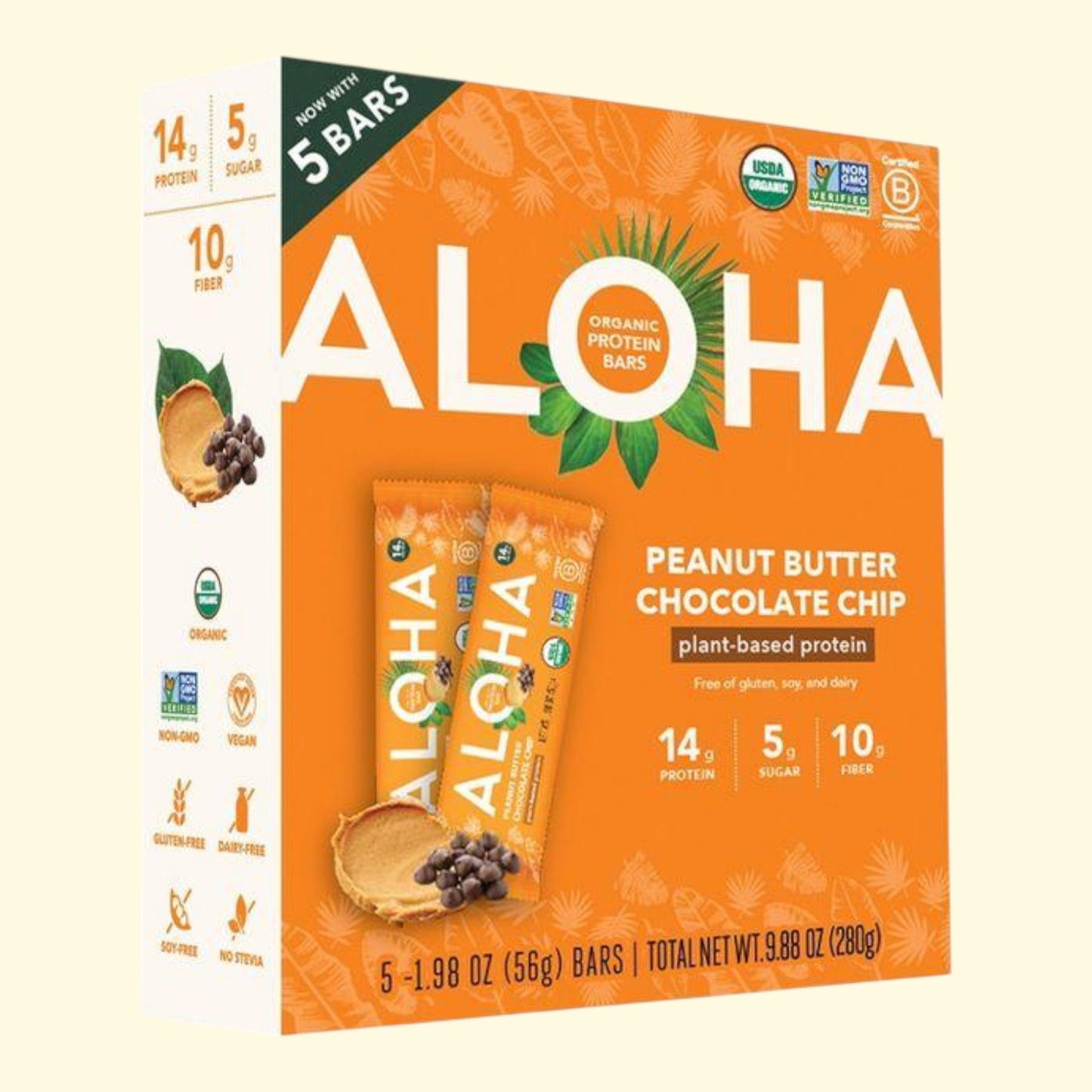 ALOHA Protein Bars, Peanut Butter Chocolate Chip - 9.88oz/5ct