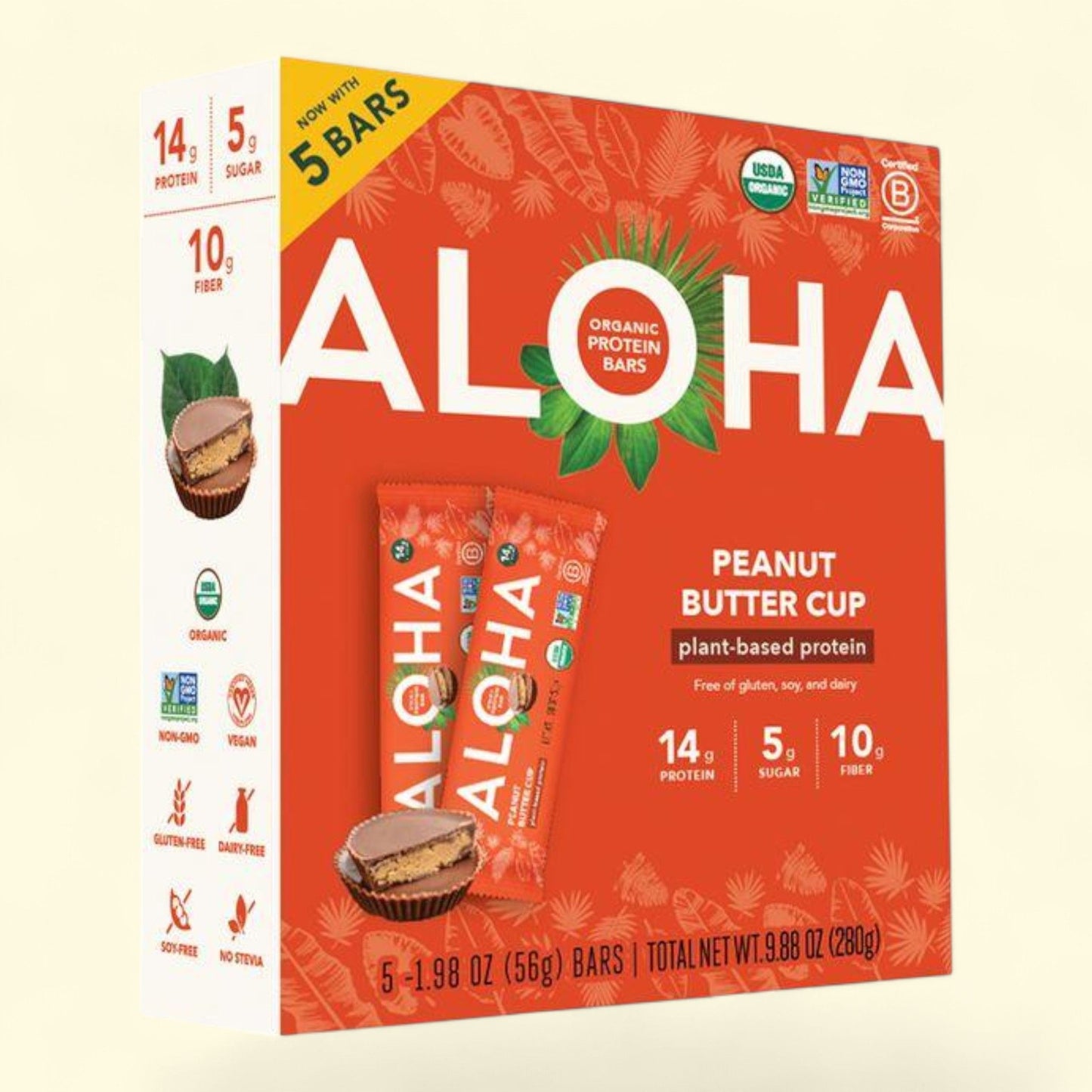 ALOHA Peanut Butter Cup Protein Bars, 9.88oz/5ct