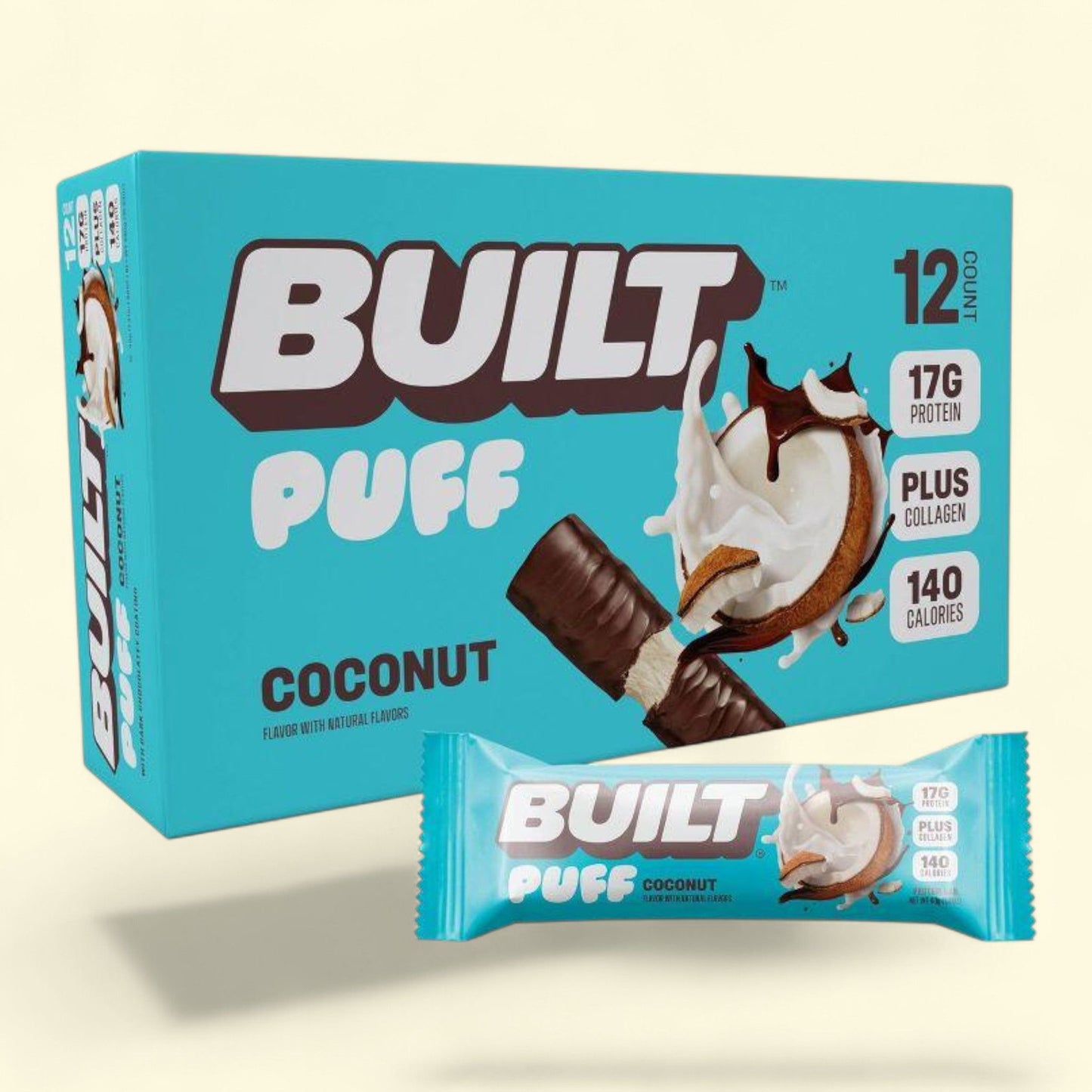 Built Bar Puff Collagen Protein Bars, Coconut Marshmallow, 12ct