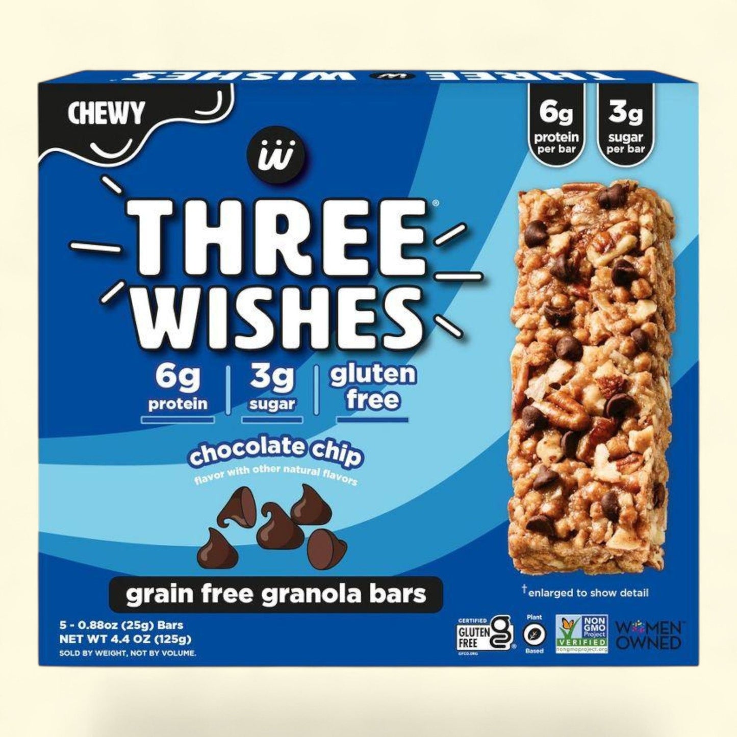 Three Wishes Chocolate Chip Granola Bars, 4.4oz/5ct