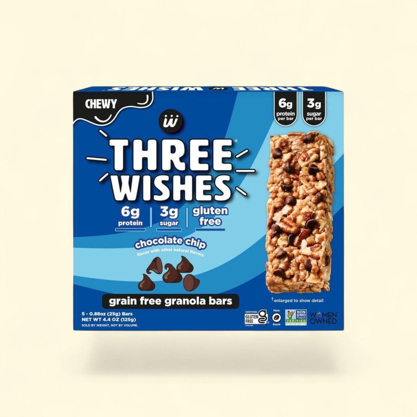 Three Wishes Chocolate Chip Granola Bars, 4.4oz/5ct — authentic US product shipped worldwide by Treatspree