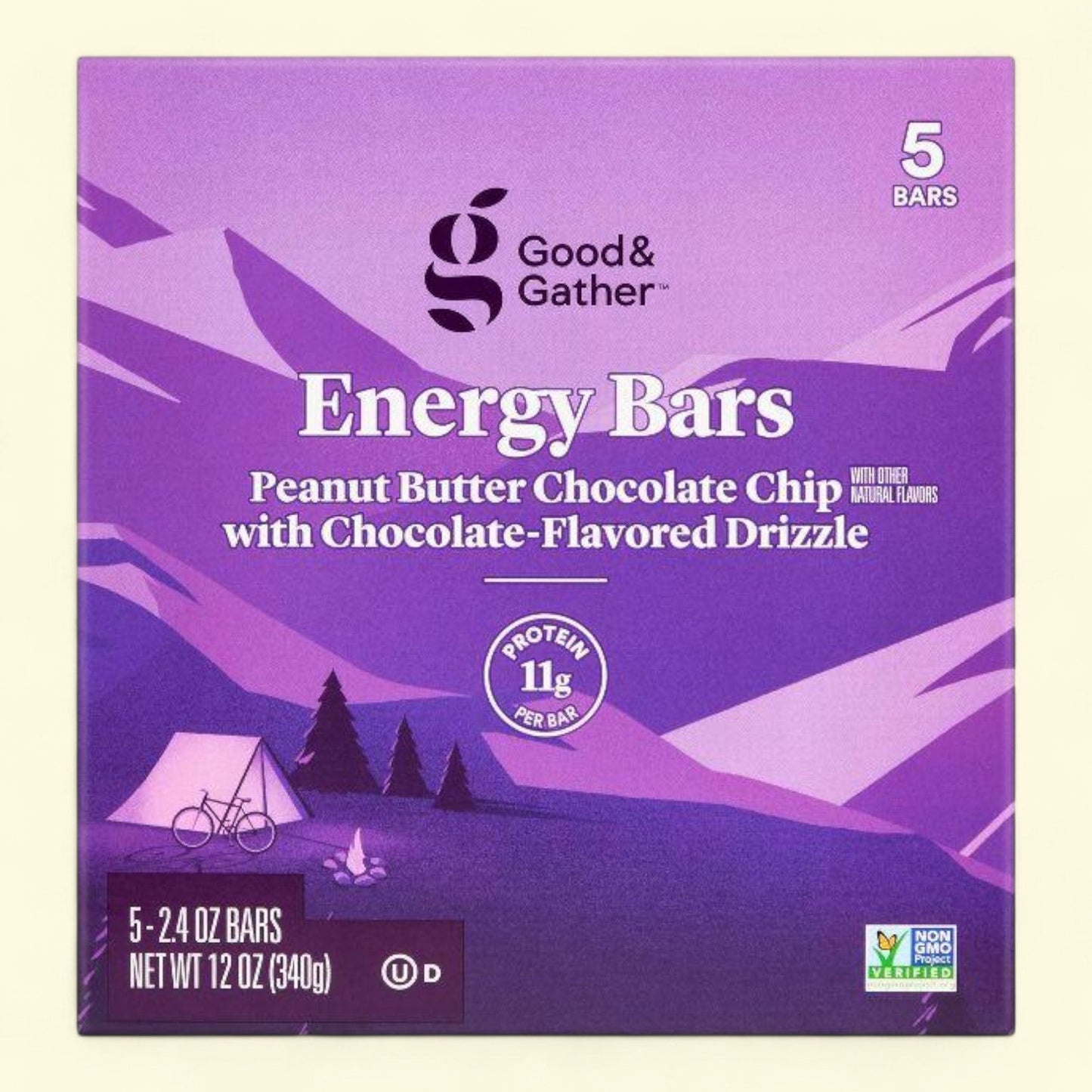 Good & Gather Energy Bar Peanut Butter Chocolate Chip with Chocolate Drizzle, 5ct