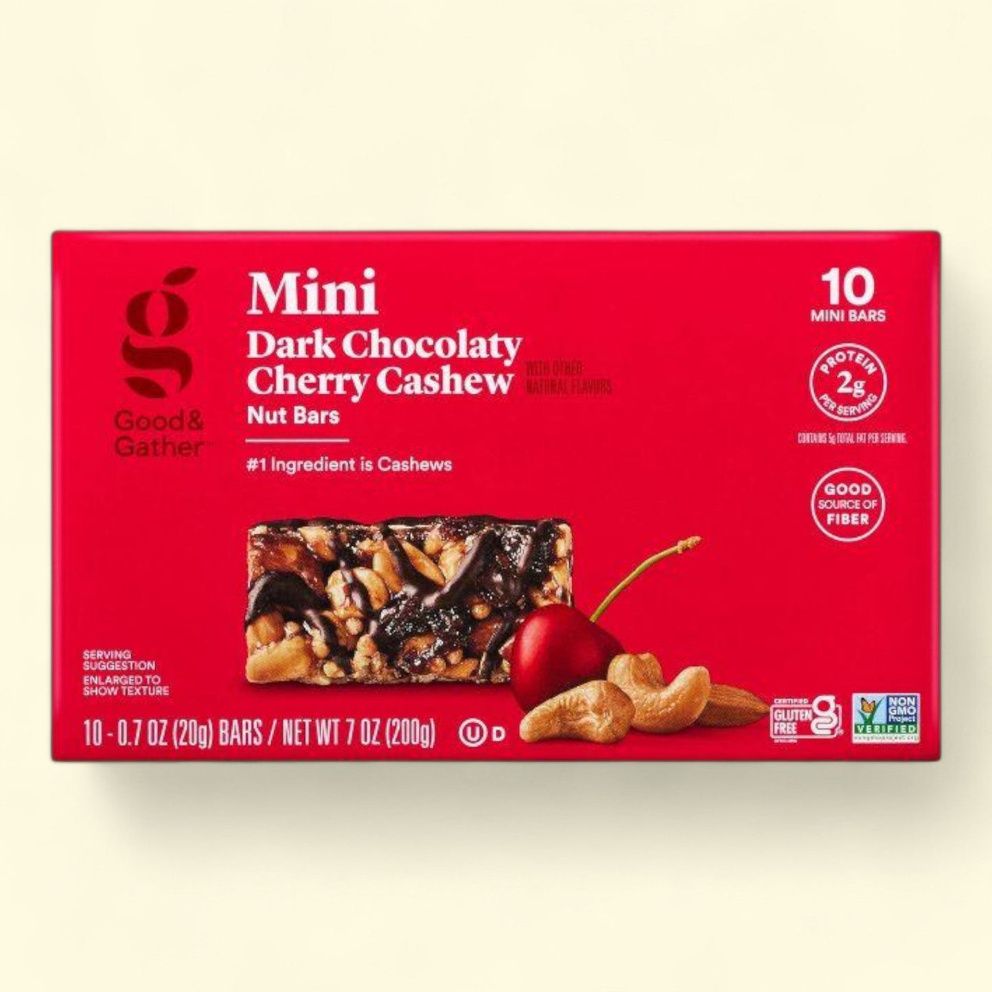 Good & Gather, Mini Dark Chocolaty Cherry Cashew Nut Bars, 7oz/10ct