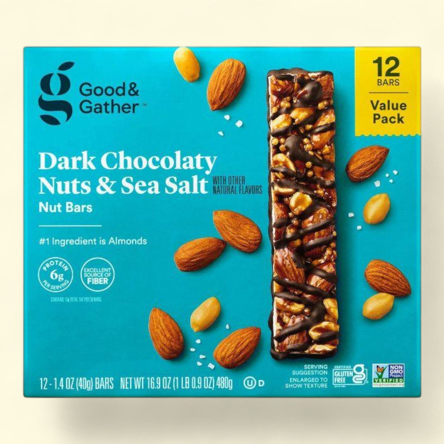 Good & Gather, Dark Chocolaty Nuts & Sea Salt Nut Bars, 16.8oz/12ct