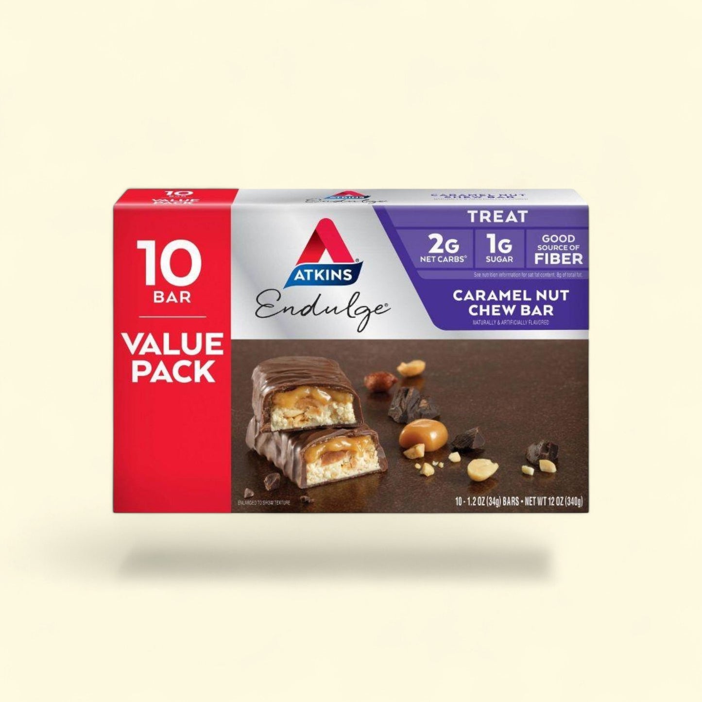 Atkins Endulge Caramel Nut Chew Bar, 10 bars — authentic US product shipped worldwide by Treatspree