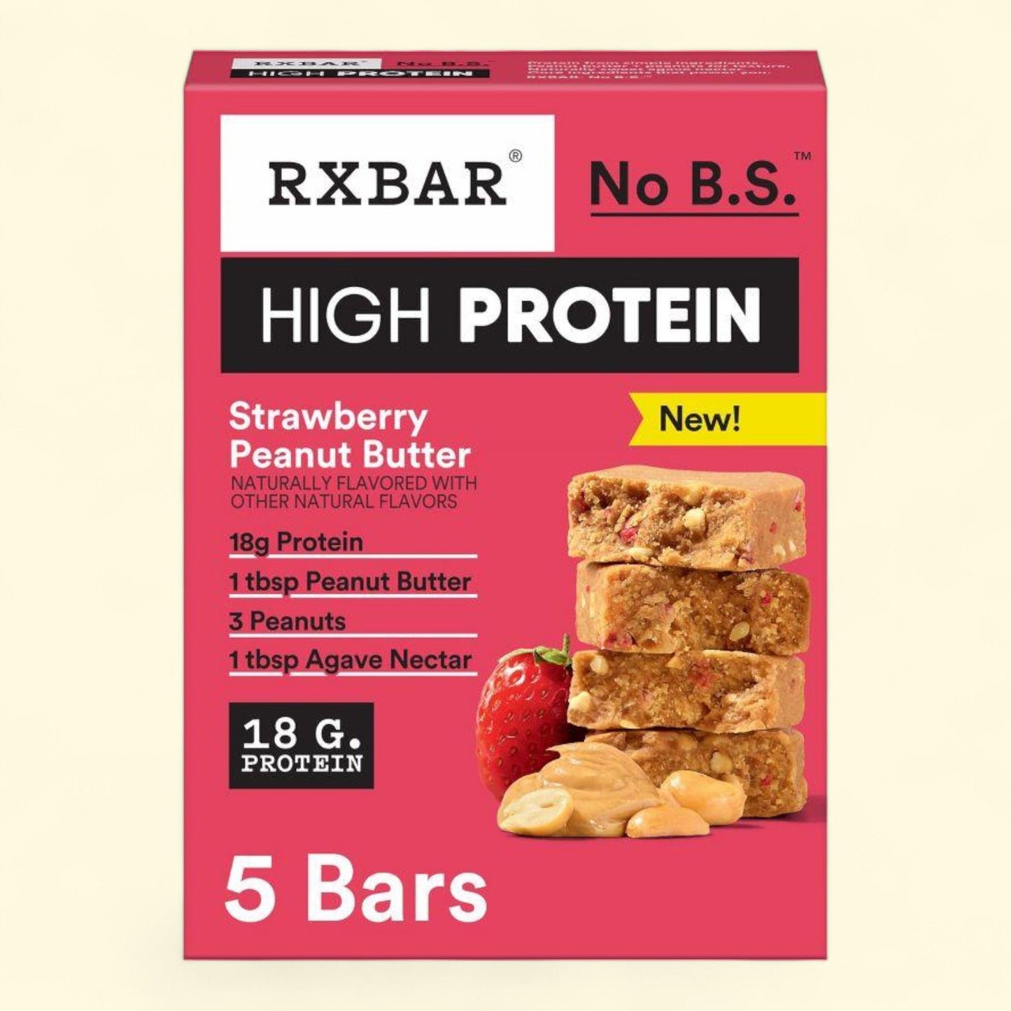 Barres riches en protéines RXBAR, fraise et beurre de cacahuète, 300 g / 5 pièces