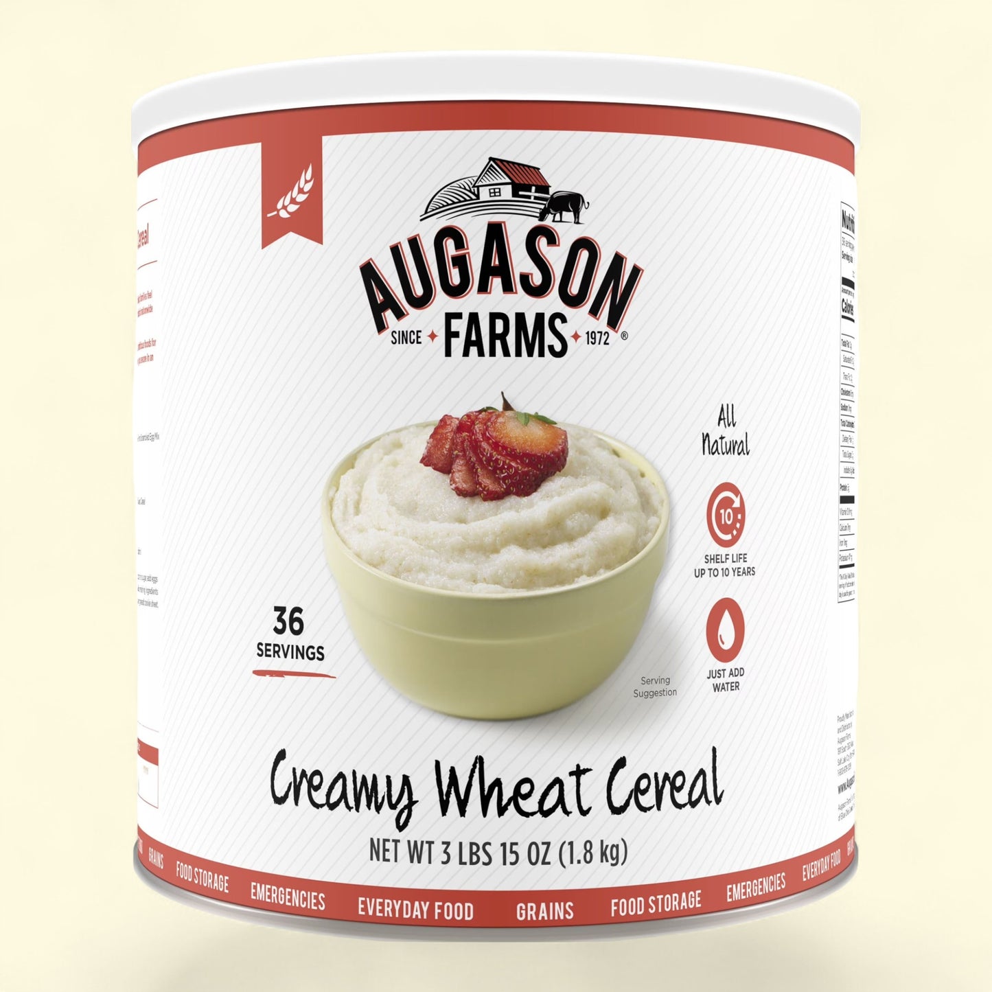 Augason Farms Creamy Wheat Cereal, 65 oz