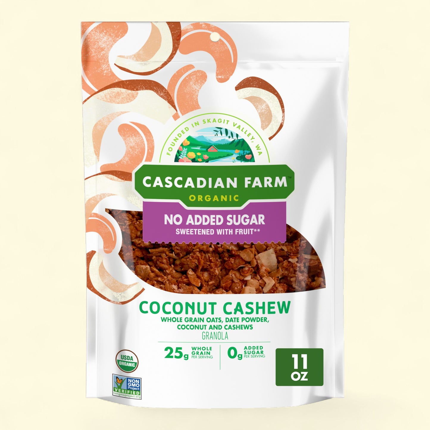 Cascadian Farm Organic, Coconut Cashew Granola, No Added Sugar, 11 oz