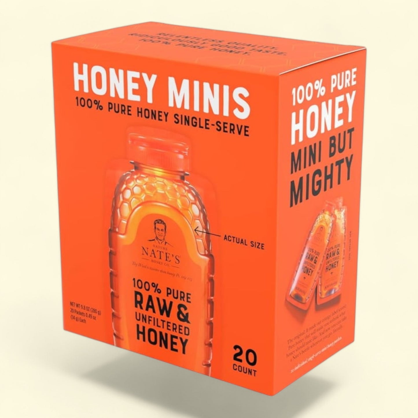 Nature Nate's Honey Minis, 100% Pure Raw and Unfiltered Honey - 20 Single Serve Packets, Gluten-Free